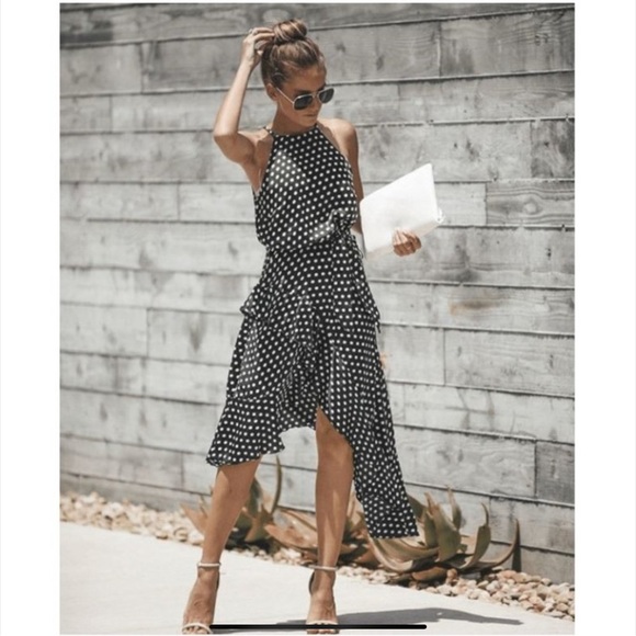 T&J Designs Dresses & Skirts - BLACK AND WHITE DOTTED ASYMMETRICAL DRESS
